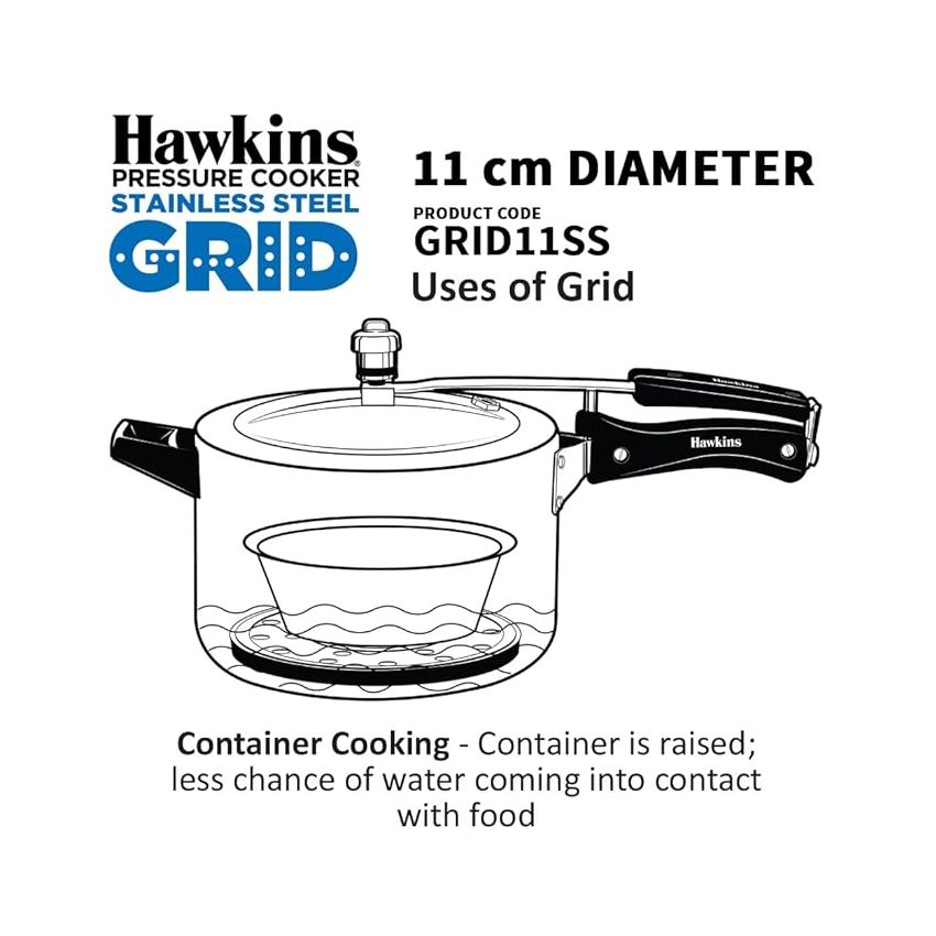 Hawkins 11 cm Pressure Cooker Stainless Steel Grid for Steaming Food and Container Cooking, Silver (GRID11SS)