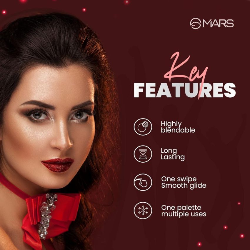 MARS 12 Shades Dance of Joy Eyeshadow Palette | Highly Pigmented and Blendable | Multicolor | Matte and Shimmer Finish (13.2g) (Shade-01)