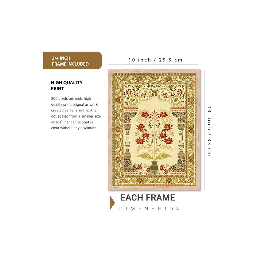 kotart Traditional Pattern Art Madhubani Painting Living Room Bedroom Hotel Office Room Decor (10x13 inch) Pack of 6