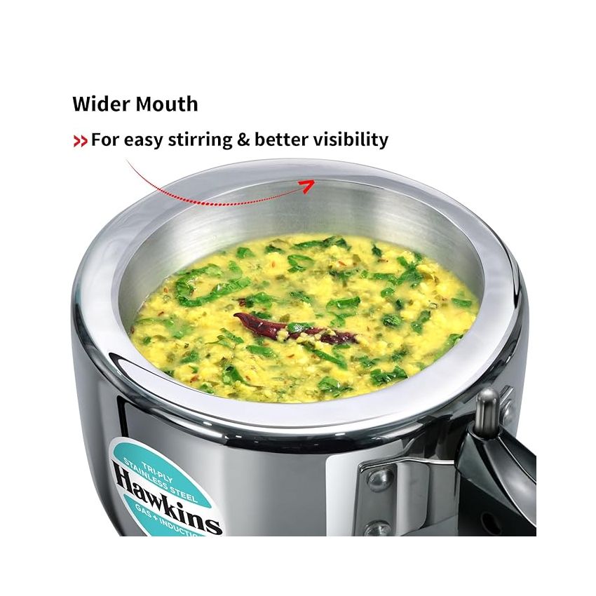 Hawkins 1.5 Litre Triply Stainless Steel Pressure Cooker, Inner Lid Induction Cooker, Silver (HSST15)