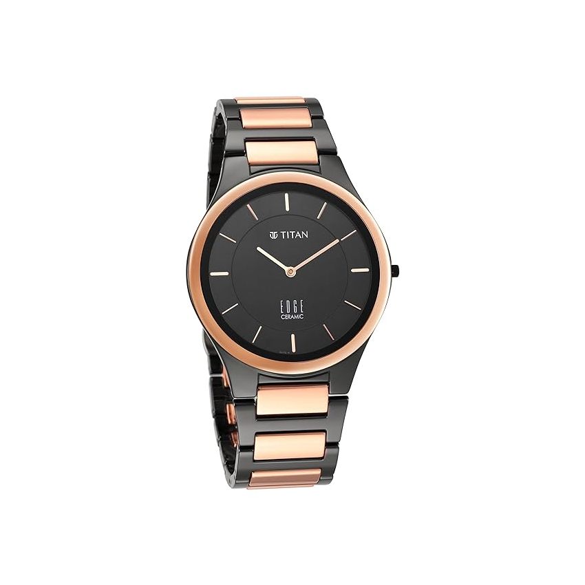 Titan Men Ceramic Analog Black Dial Watch-1696Kc01/Np1696Kc01, Band Color-Multicolor