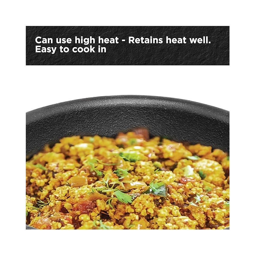 Hawkins Futura 16cm Frying Pan, Cast Iron Frying Pan with Glass Lid and Rosewood Handle, Black (CIF16G)