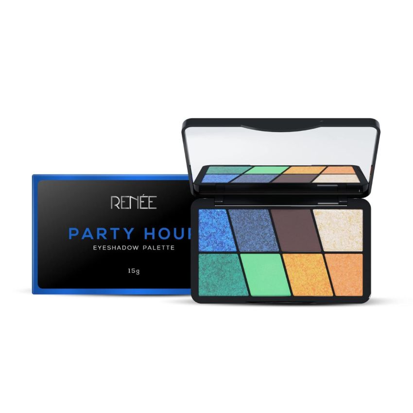 RENEE Eyeshadow Palette, Long Lasting, High Pigmented Multicolor Eye Makeup with Mattes & Shimmers, Party Hour 16gm