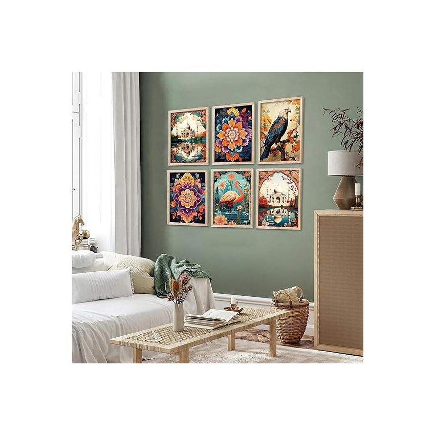 kotart Traditional wall art for wall decor - Modern Art Digital Painting for Bedroom living room office Wall Decoration Size - (13x17, I) Pack of 6