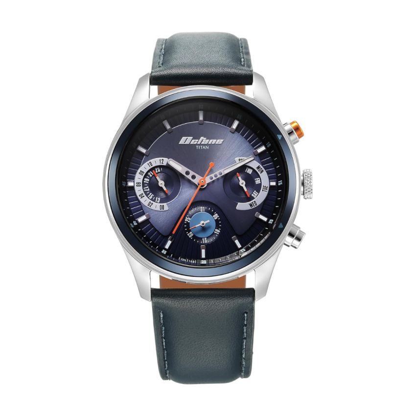 Titan Octane Phoenix Quartz Multifunction Blue Dial with Blue Leather Strap Watch for Men-1805KL01/NT1805KL01