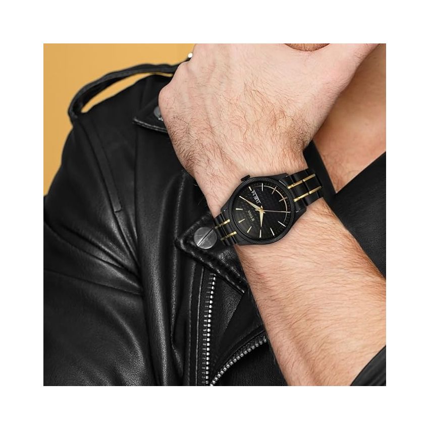 Titan Regalia Opulent Quartz Analog with Day and Date Black Dial Two Toned Stainless Steel Strap Watch for Men-1805KM10