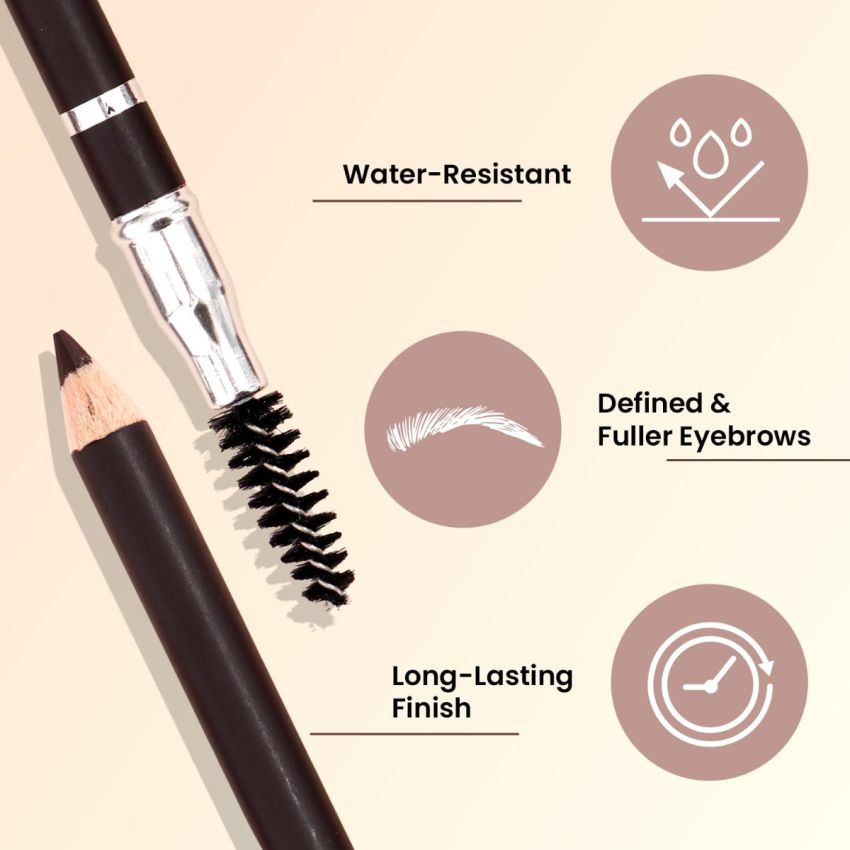 Swiss Beauty Eyebrow Definer Pencil With Spoolie | Smudge Proof, Waterproof And Pigmented Eyebrow Pencil |Shade - Black, 1.5Gm |