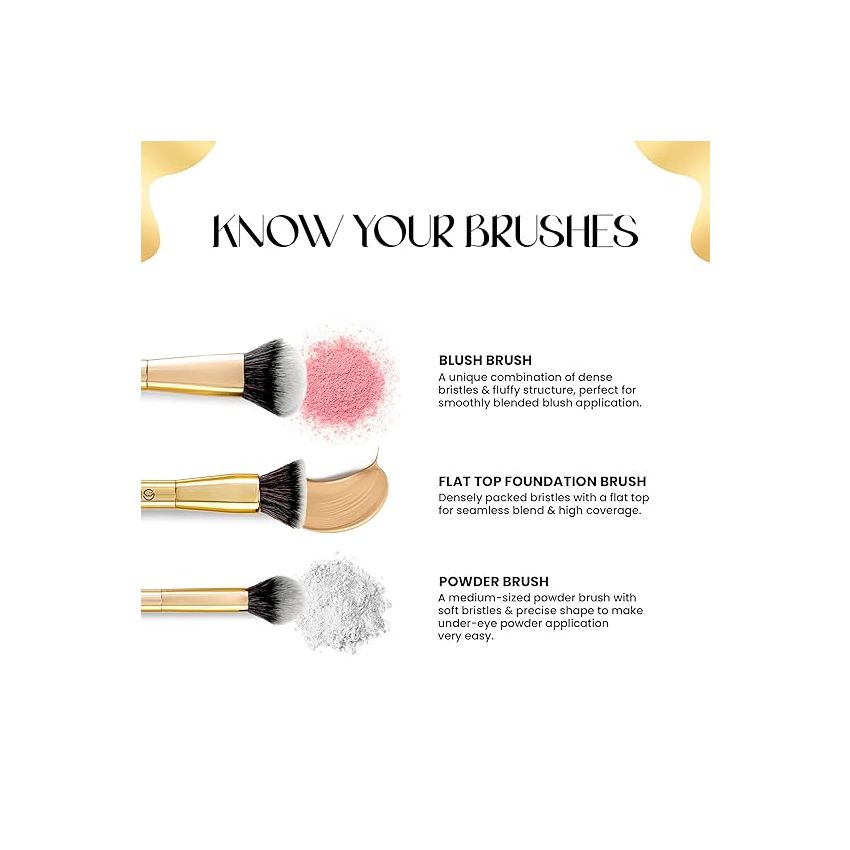 MARS Artist's Arsenal Makeup Brush Set for Professional Makeup | Eyeshadow Blending Brushes (3pcs) | Foundation, Blush, Powder and Foundation Brush (1pcs each)