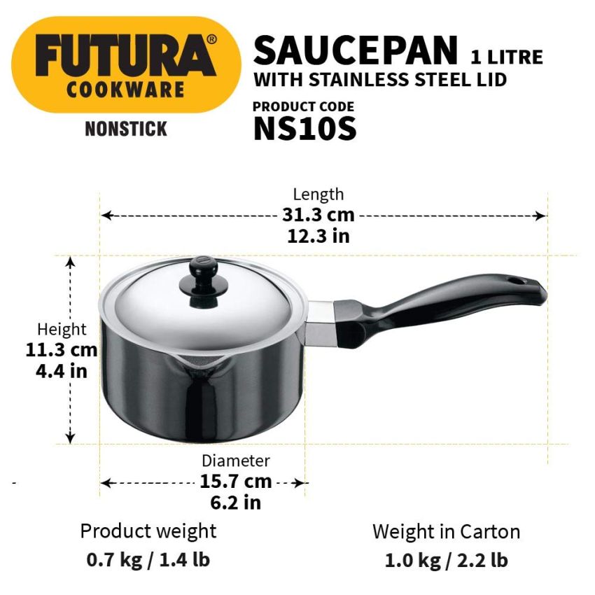 Futura Nonstick Saucepan 1 L, 14 cm, 3.25 mm with SS Lid