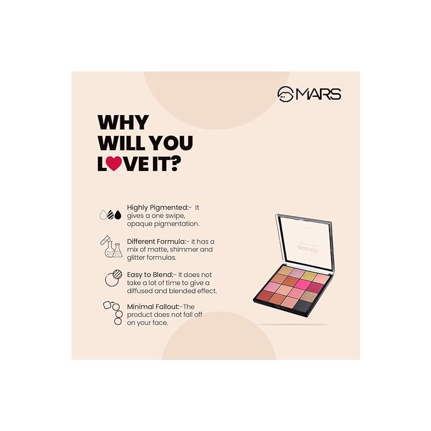 MARS Highly Pigmented Mesmereyes Smoky Eyes, 16-Color Eyeshadow Palette | Multicolor | Matte Finish | Shimmery Eye Shadow Palette | (20.8 G) (02-Multicolor)
