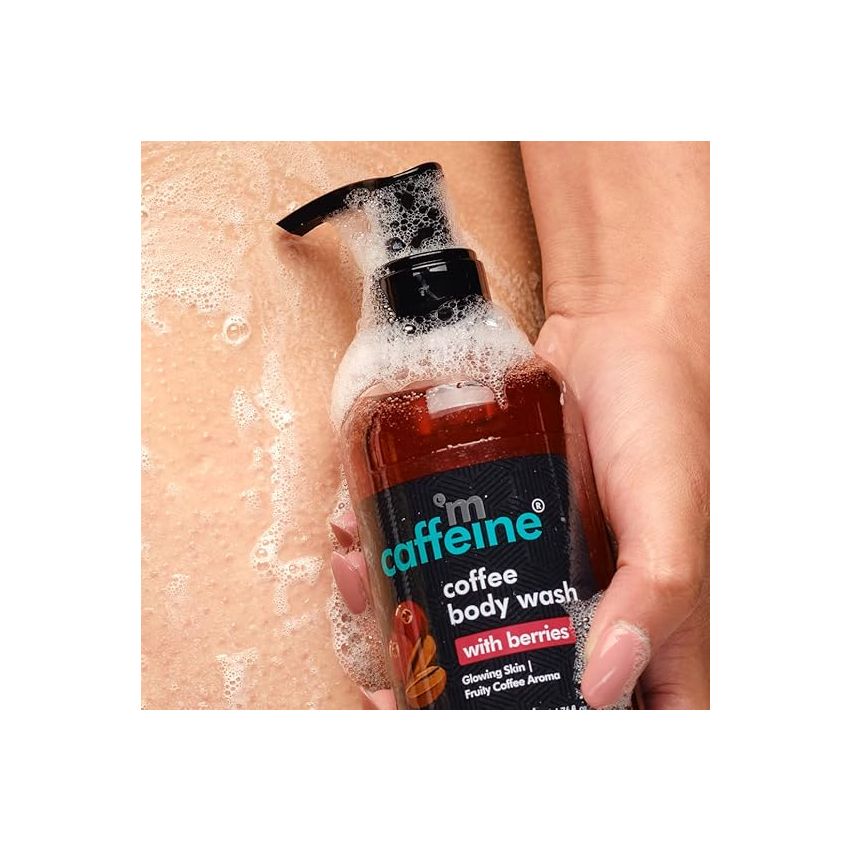 mCaffeine Coffee Body Wash with Berries - Value Pack of 2 | Sweet & Vibrant Berry Aroma | Vit C & E Rich Body Cleanser for Supple Skin | Sulphate Free Shower Gel for Men & Women - 200 ml