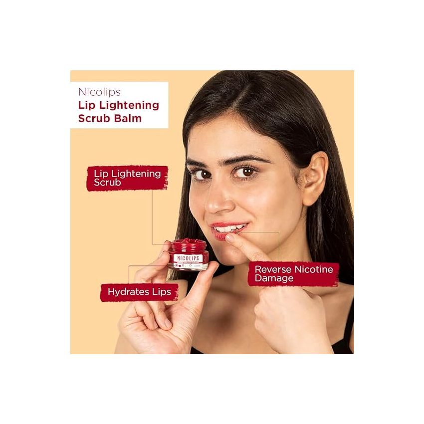 Bella Vita Organic NicoLips Lip Scrub & NicoBalm Lip Balm Combo For Dry, Chapped & Dark Lips Remover Treatment, 20 g, 4 g