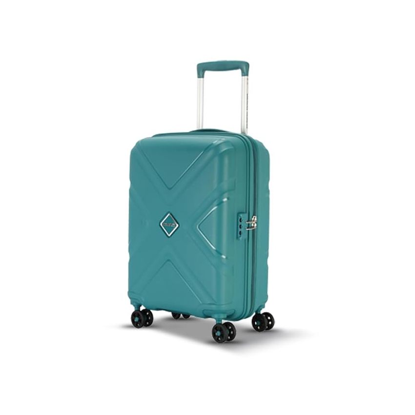 American Tourister Krossplus 55 Cms Polycarbonate Hardsided Small Cabin Luggage|Speed_Wheel 8 Wheel Suitcase|Trolley Bag, Green, 21 Centimeters