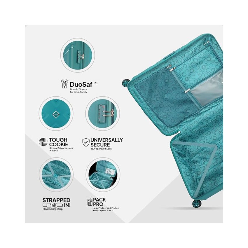 American Tourister Krossplus 55 Cms Polycarbonate Hardsided Small Cabin Luggage|Speed_Wheel 8 Wheel Suitcase|Trolley Bag, Green, 21 Centimeters