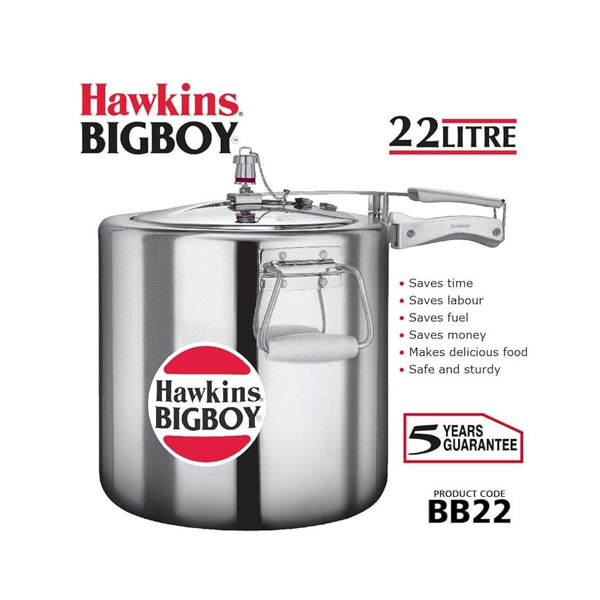 Hawkins Bigboy Aluminum Pressure Cooker, 22 Litres