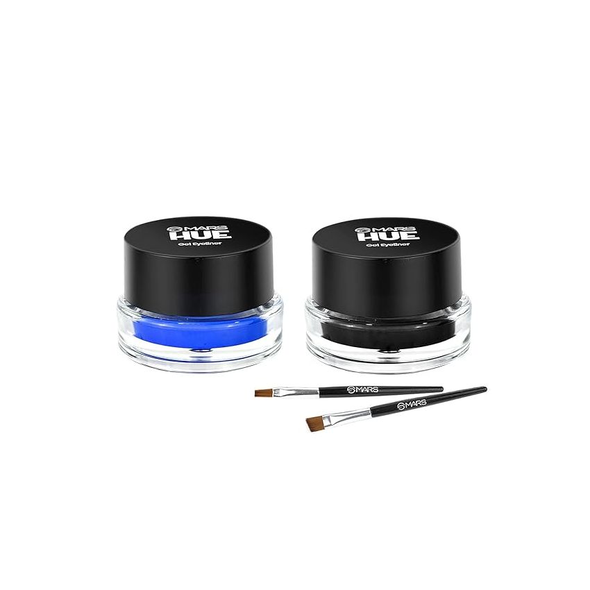 MARS 2-In-1 Hue Gel Eyeliner In Black & Brown Colour | Waterproof & Smudgeproof Formula | Stay Upto 24 Hours | Comes With 2 Brush Set (6.0 Gm), Matte Finish