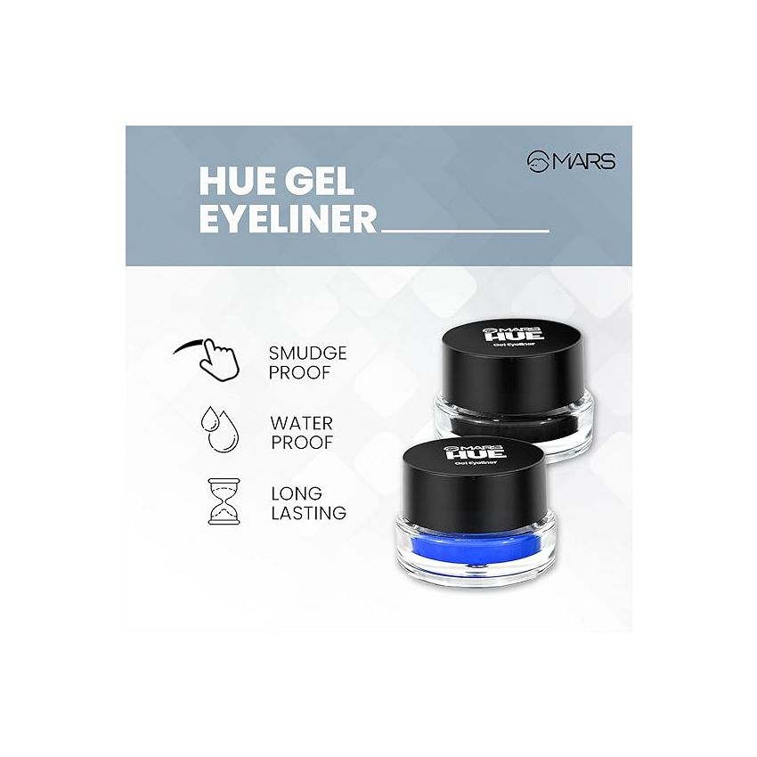 MARS 2-In-1 Hue Gel Eyeliner In Black & Brown Colour | Waterproof & Smudgeproof Formula | Stay Upto 24 Hours | Comes With 2 Brush Set (6.0 Gm), Matte Finish