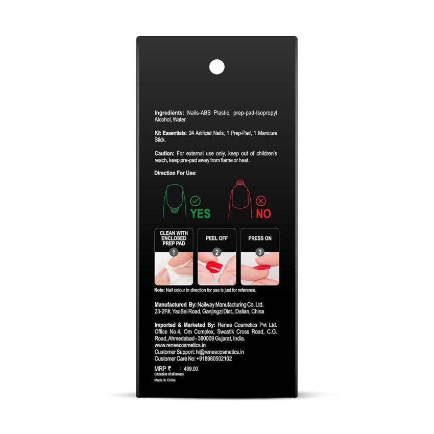 RENEE Stick On Nails BN 08| 24 Reusable Artificial Fake Nail Set| Lightweight & Long Lasting| Easy To Use| Quick Fix For Festivals & Special Occasions