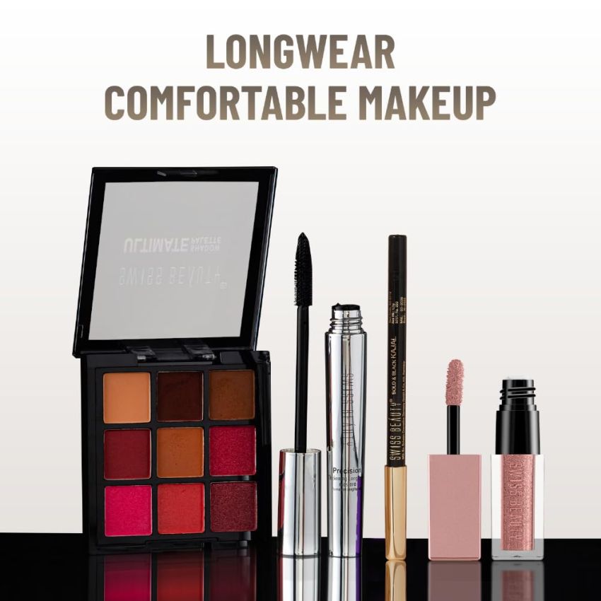 Swiss Beauty Bold & Black Kajal 24Hours Wear, Eye Makeup, Black, 1.2G