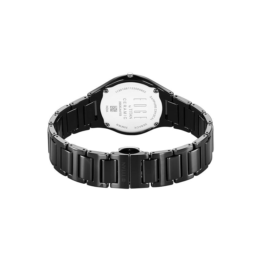 Titan Edge Ceramic Dress with Diamonds Quartz Analog Mother of Pearl Dial Ceramic Strap Watch for Women-2653NC02/NT2653NC02