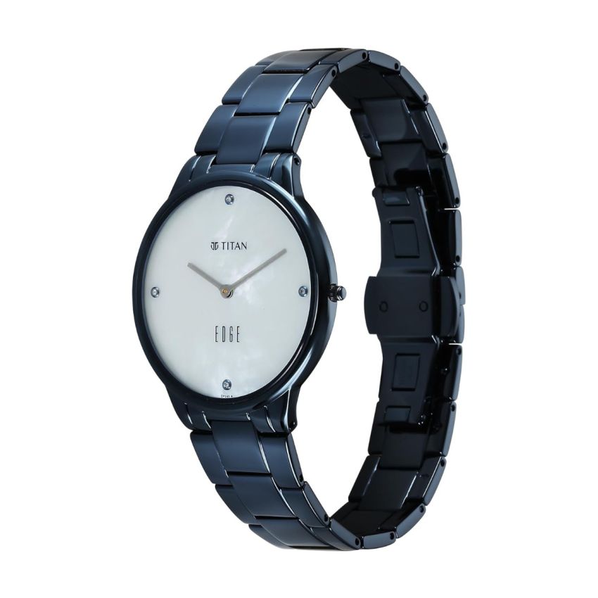 Titan Edge Metal Ladies Allure Quartz Analog Rich Mother of Pearl Dial Stainless Steel Strap Watch for Women-2734QM01/NT2734QM01