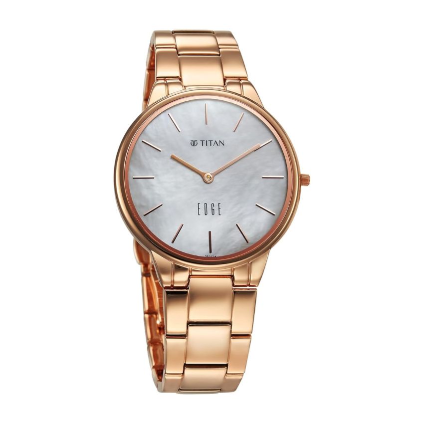 Titan Edge Metal Ladies Allure Quartz Analog Rich Mother of Pearl Dial Stainless Steel Strap Watch for Women-2734WM01/NT2734WM01