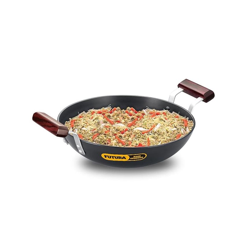 Hawkins Futura 2.75 Litre Deep Fry Pan, Hard Anodised Kadai, Round Bottom Kadhai, Black (AK275)