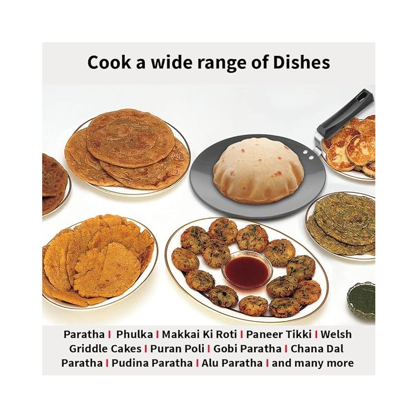 Hawkins Futura 28 cm Roti Tava, Hard Anodised Tawa, Induction Tawa, Black (IART28)