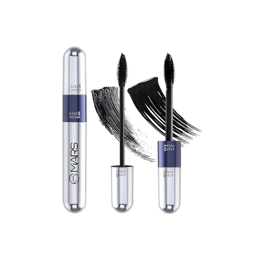 MARS Double Trouble Volumizing and Lengthening Mascara | 2-in-1 Mascara for Women | Long Lasting (15 ml)