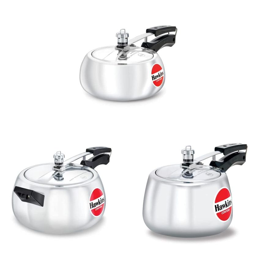 Hawkins Aluminium Pressure Cooker, 2L, 3L and 5L, Silver Combo