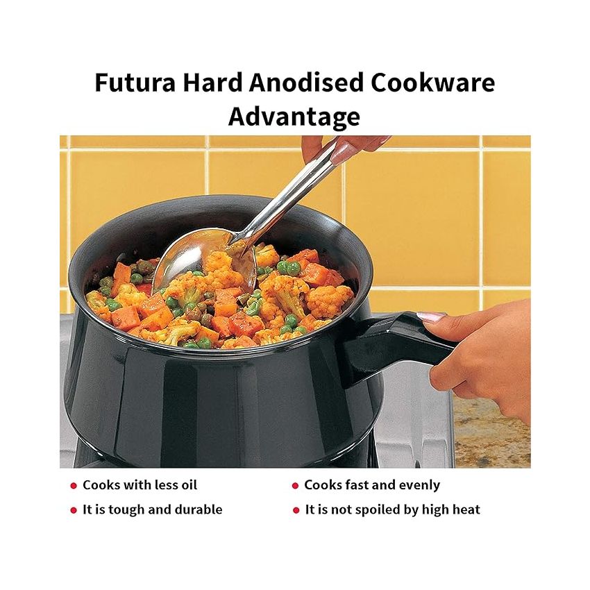 Futura Hard Anodised Handi (Saucepan) 2 L, 18 cm, 4.06 mm with Single Handle