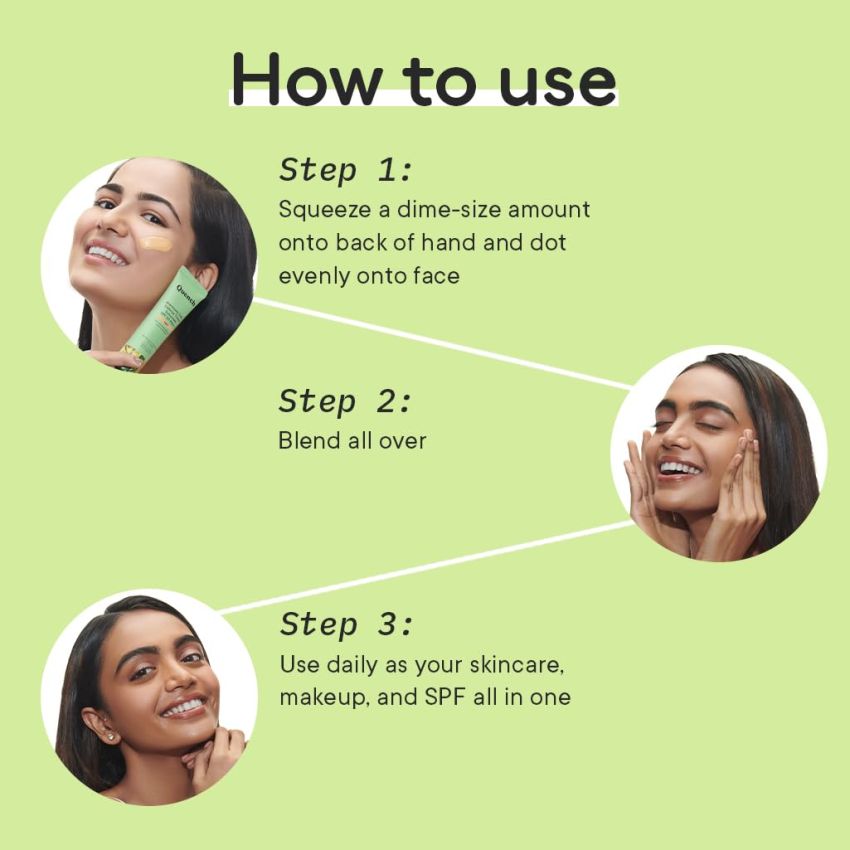 Quench Daily Defense Tinted Sunscreen SPF 50 PA+++ for Glowing Skin with Avocado & 2% Niacinamide | Blue Light Protection | Satin-Matte Finish | Made in Korea (Light, 50ml)