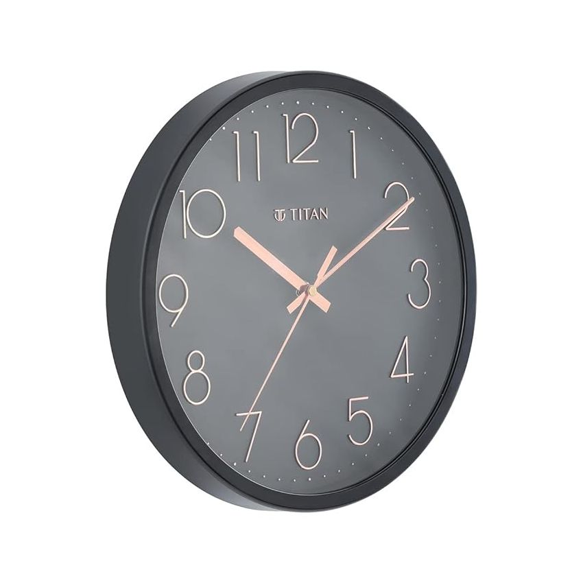 Titan Plastic Contemporary Wall Clock with Silent Sweep Technology, 30.8 X30.8 Cm (Medium), Analog, Black