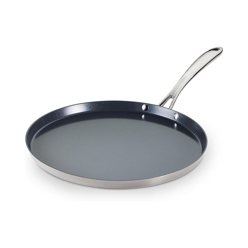 TRAMONTINA Fusao Healthy Triply Ceramic 30cm Dosa Tawa 4mm Thick | Non Toxic (PFAS/PTFE/PFOA Free) | Uttapam Tawa |Roti Tawa |Parantha | Induction Friendly |Stay Cool Handle I 10 Year Warranty*
