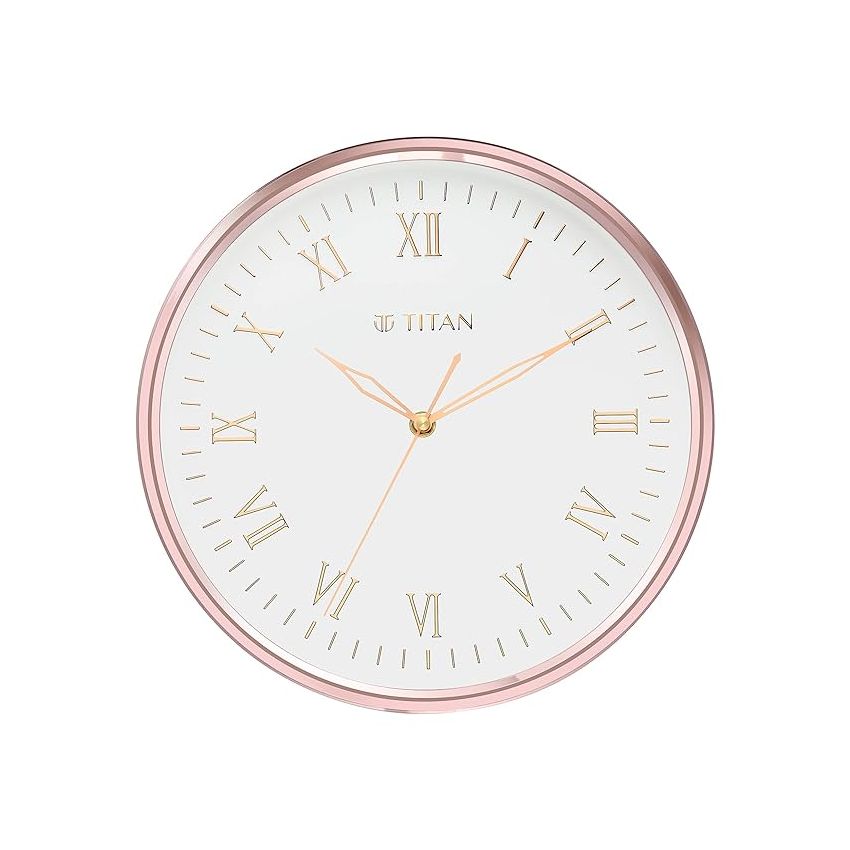 Titan Plastic Classic Rose Gold Analog Wall Clock with Silent Sweep Technology, 30.0 X30.0 Cm (Medium)
