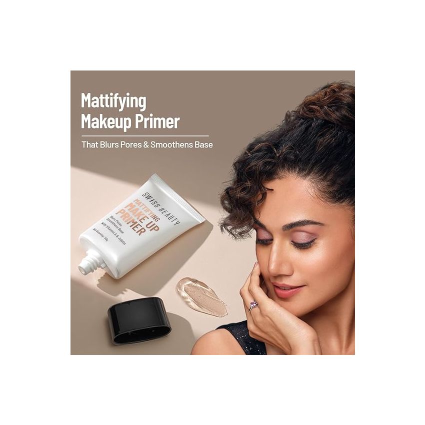 Swiss Beauty Mattifying Makeup Primer | Oil-Free Shine | Minimises Pores | Long-Lasting Base | All skin Types, 30gm