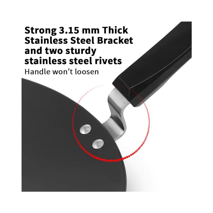 Hawkins Futura 30 cm Tava, Hard Anodised Tawa with Plastic Handle, Black (AT30P)