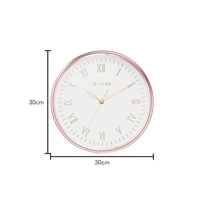Titan Plastic Classic Rose Gold Analog Wall Clock with Silent Sweep Technology, 30.0 X30.0 Cm (Medium)
