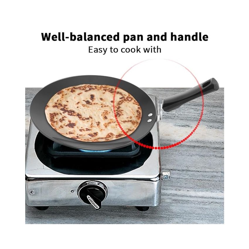 Hawkins Futura 30 cm Tava, Hard Anodised Tawa with Plastic Handle, Black (AT30P)