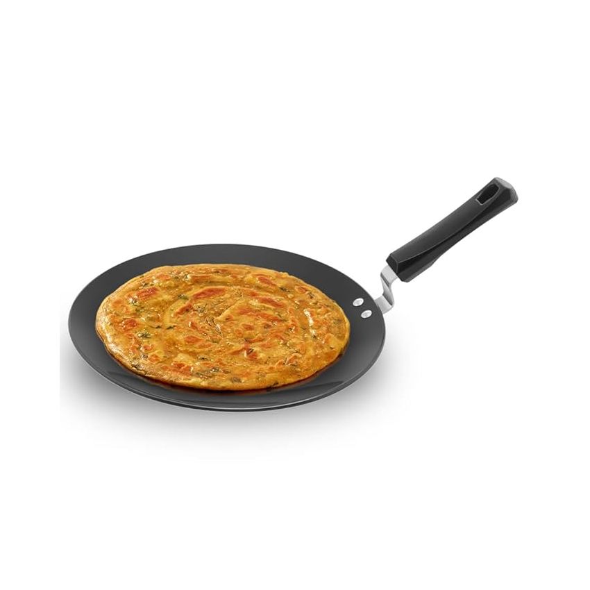 Hawkins Futura 30 cm Tava, Hard Anodised Tawa with Plastic Handle, Black (AT30P)