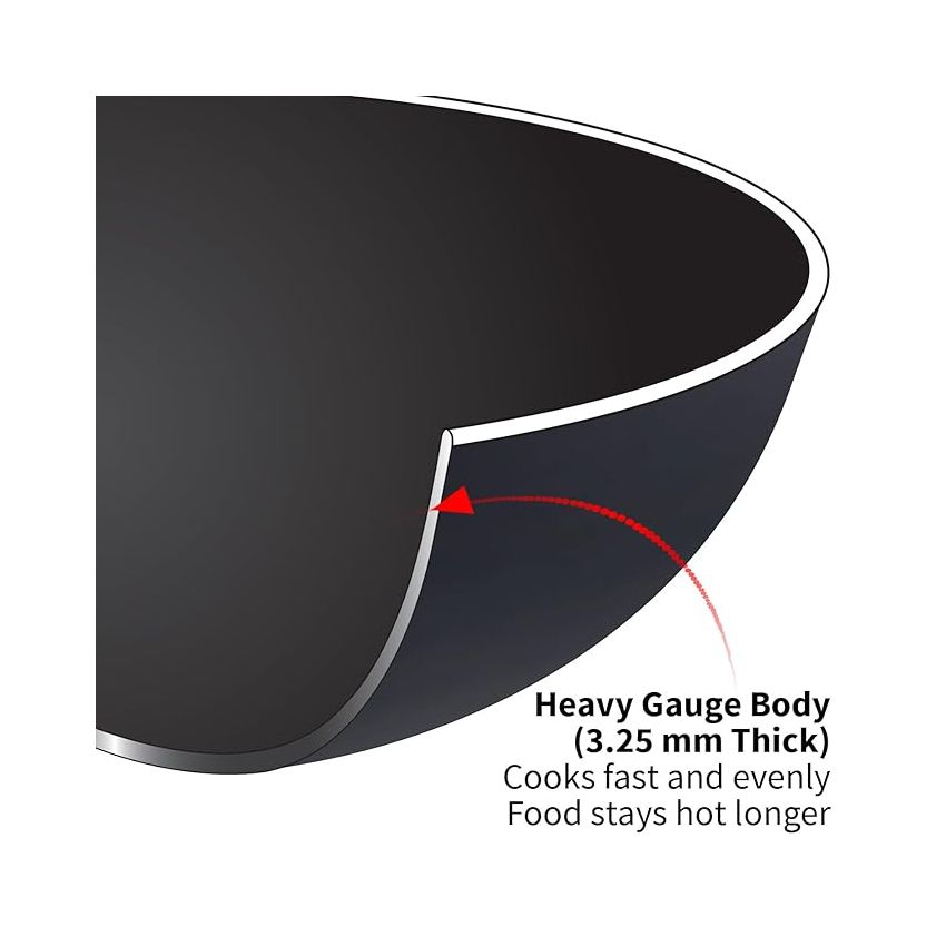 Hawkins Futura 3 Litre Deep Kadhai, Non Stick Kadai with Glass Lid, Flat Bottom Induction Kadhai, Black (INK30G)