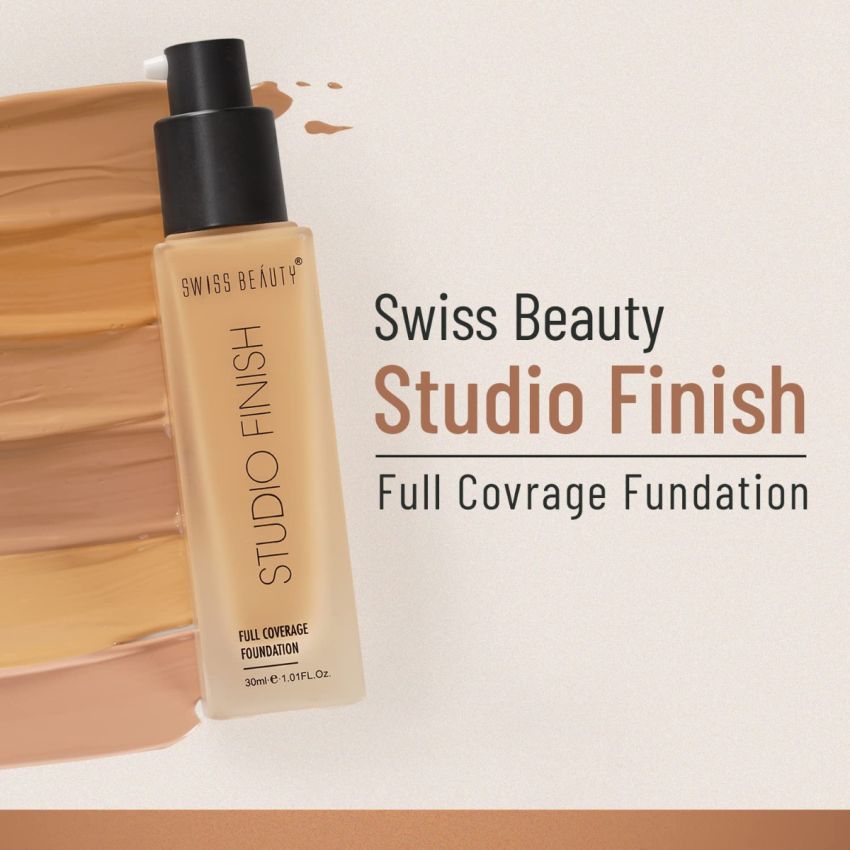 SWISS BEAUTY Matte Studio Finish Full Coverage Foundation Cream, Face Makeup, Shade- Medium Pale, 30Ml, All