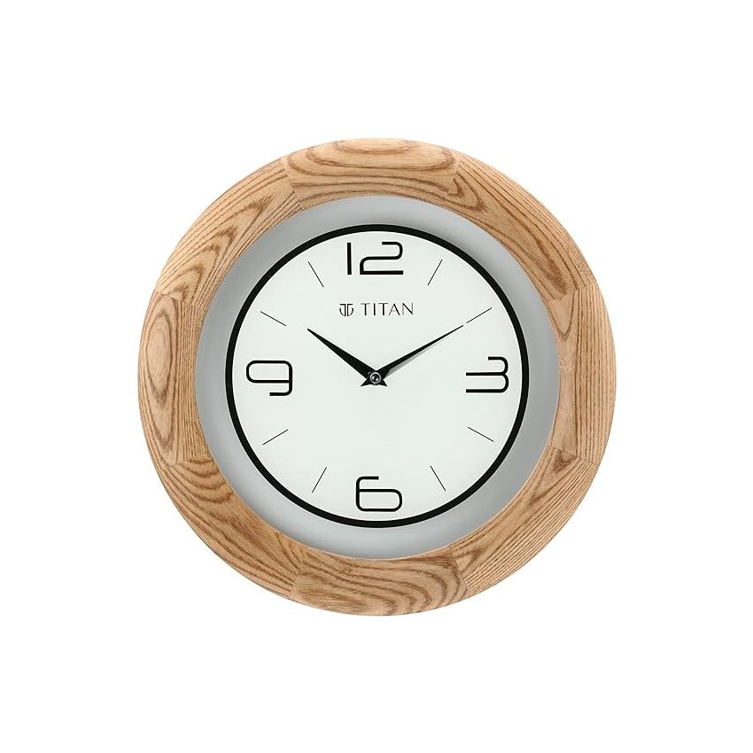Titan Wooden Brown Wall Clock with Glass Dial - 31.8 cm x 31.8 cm (Medium)