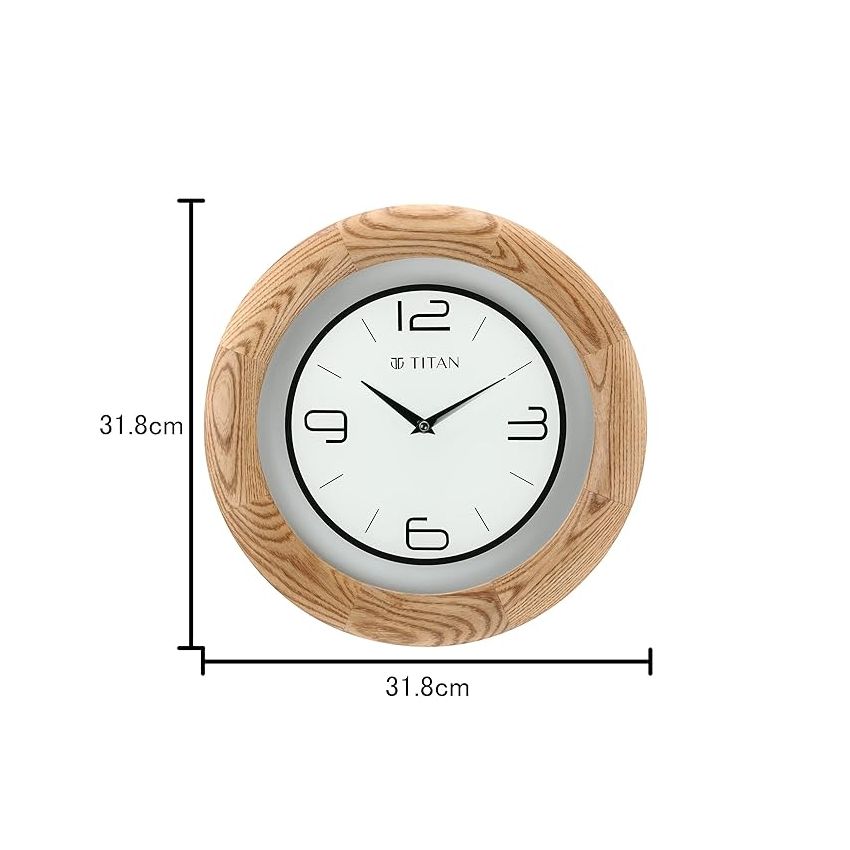 Titan Wooden Brown Wall Clock with Glass Dial - 31.8 cm x 31.8 cm (Medium)