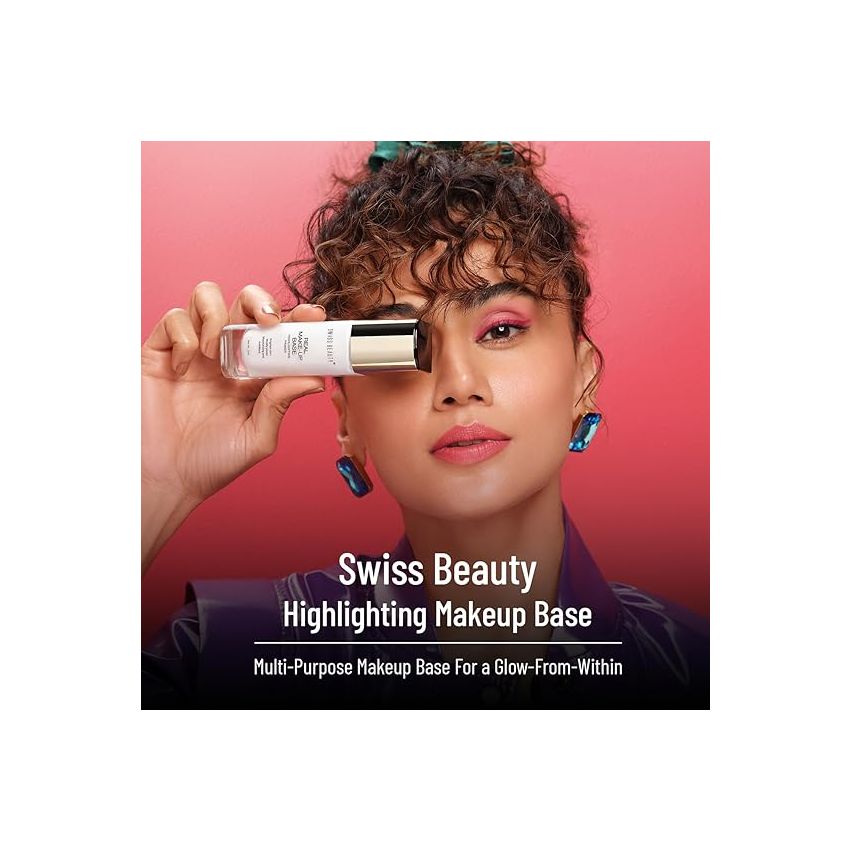 Swiss Beauty Real Makeup Base Highlighting Primer| Skin-Hydrating Poreless Primer With Natural Glow Finish For Face Makeup |Shade - Golden-Tint, 32Ml