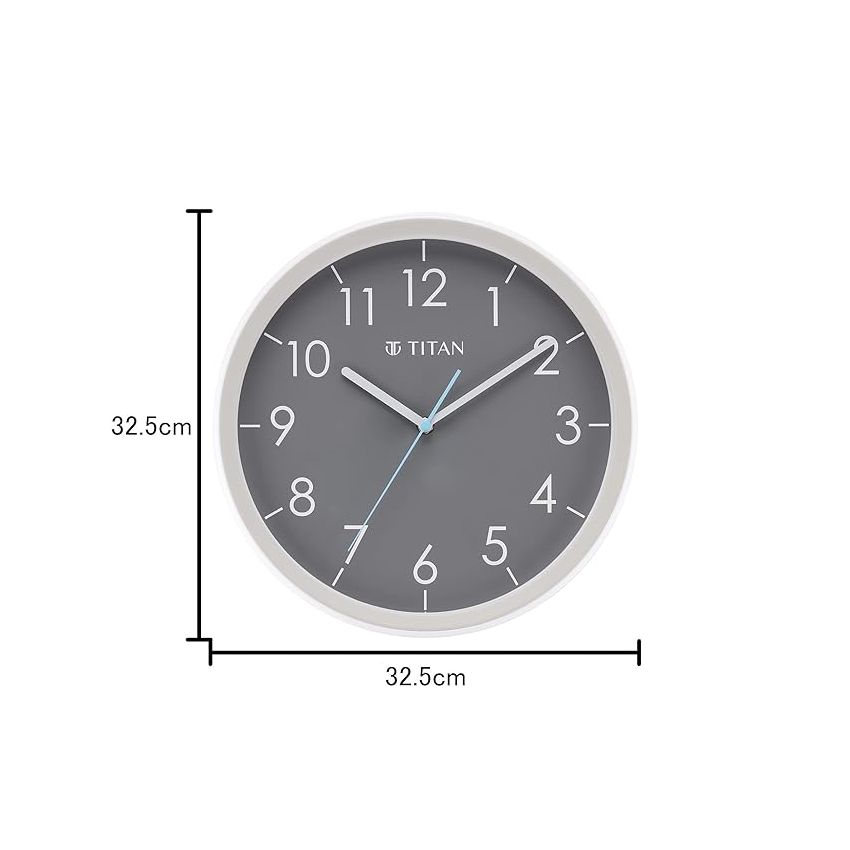 Titan Plastic Contemporary Silent Sweep Technology, 32.5 X32.5 Cm (Medium), Analog, Grey