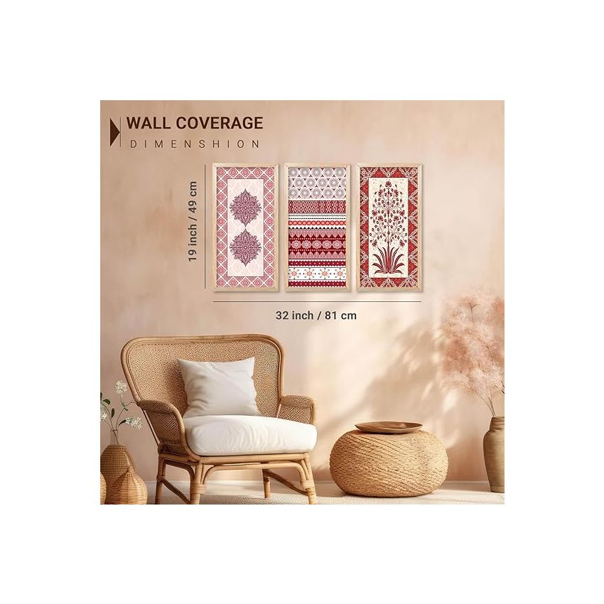 kotart Traditional Indian Art Pichwai Home Décor Paintings | Wall Hanging Frames | Painting for wall Decoration| Paintings For Home Décor Living Room Bedroom Set of 3 (10X19 INCH, C)