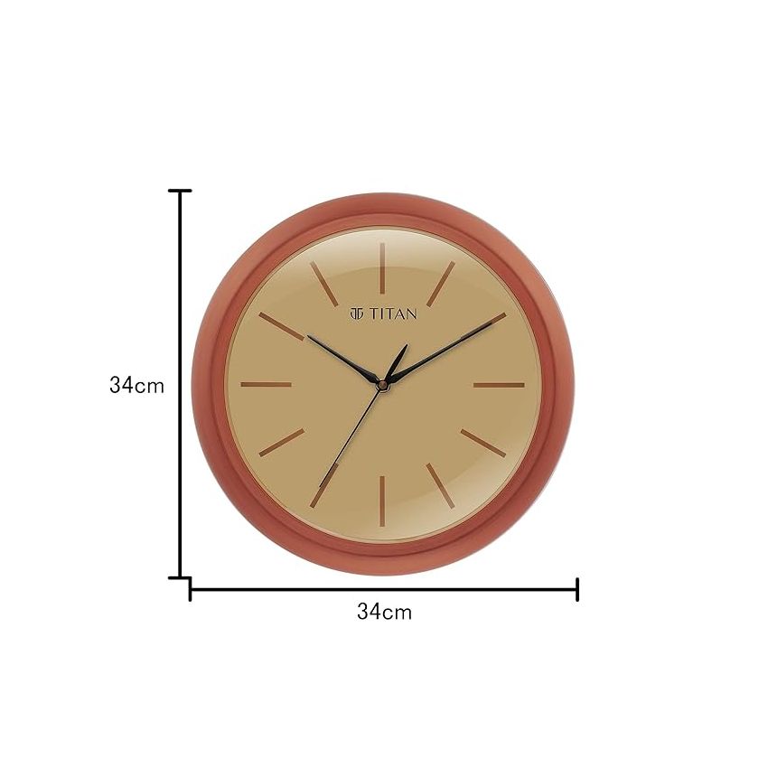 Titan Classic Brown Colour Wall Clock with Silent Sweep 34 x 34 cm (Medium)
