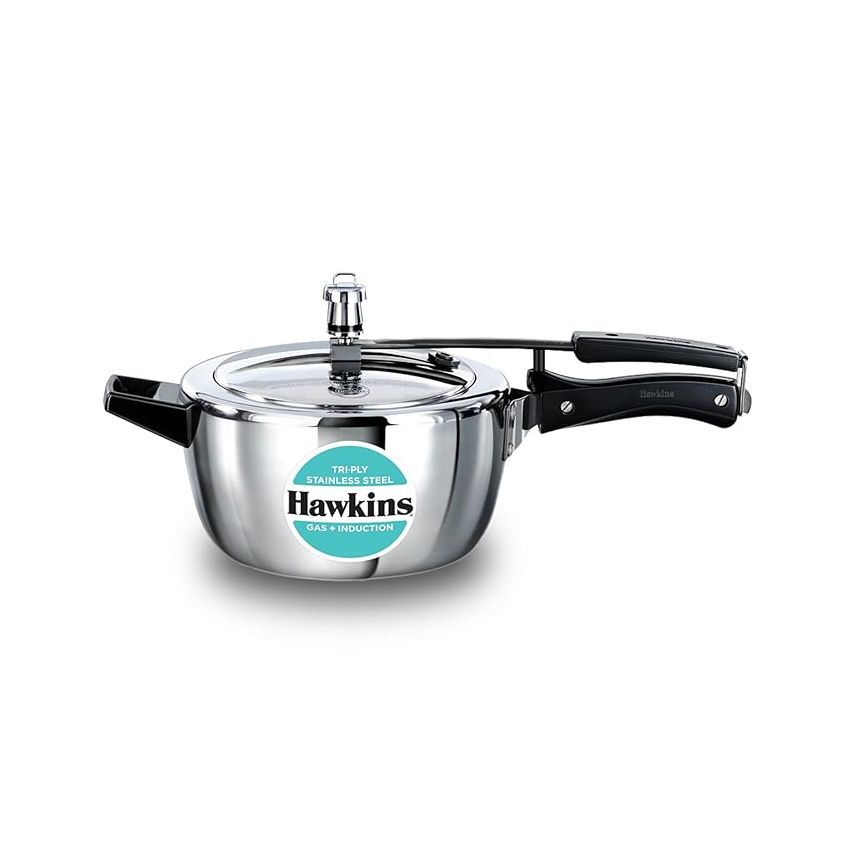 Hawkins 3.5 Litre Triply Stainless Steel Pressure Cooker, Inner Lid Cooker, Silver (HSST35)