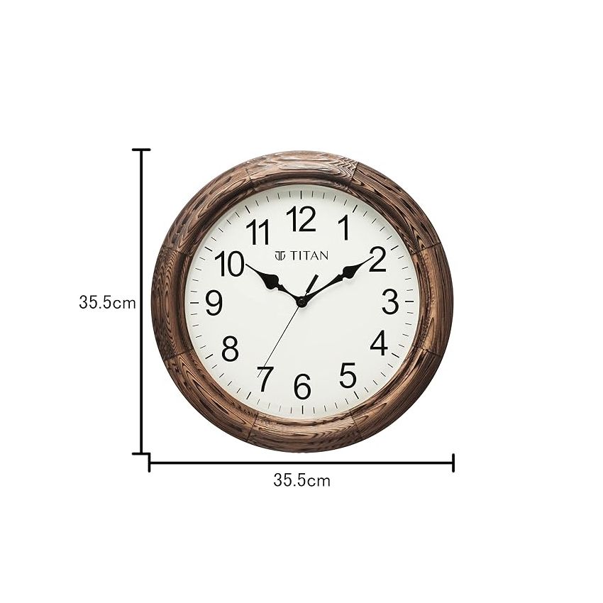 Titan Classic Wooden Wall Clock with Flame Treated case Silent Sweep Technology - 35.5 cm x 35.5 cm (Medium)